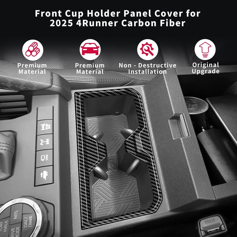 Treesiche Front Cup Holder Panel Cover for 2025 2026 4Runner ABS Plastic Interior for 4Runner SR SR5 TRD Limited Platinum (Carbon Fiber, Front Cup Holder) - Image 2